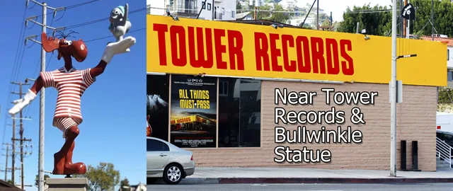 tower records, bullwinkle statue, sunset boulevard, west hollywood
